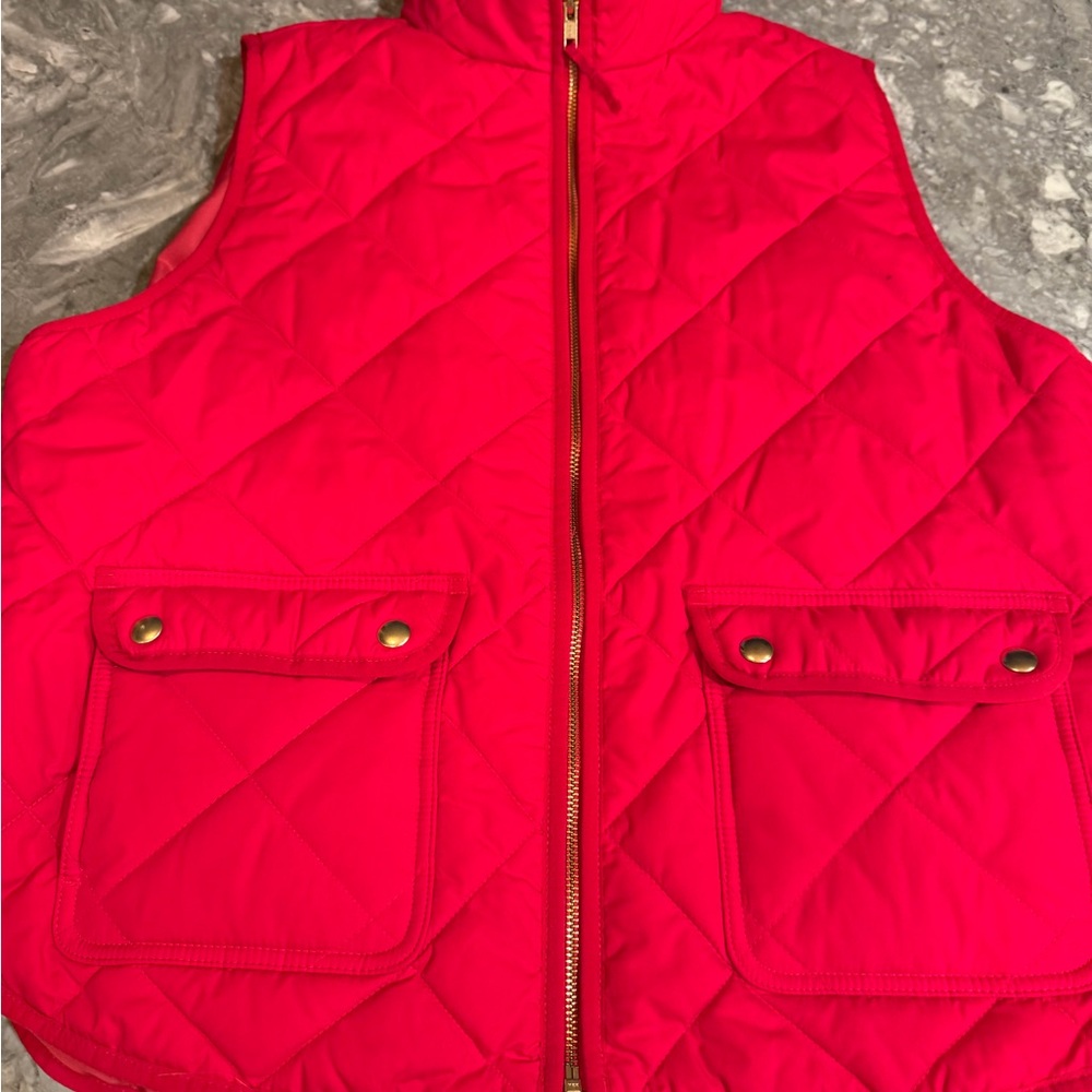 J. Crew Factory Quilted Vest in Bold Pink
